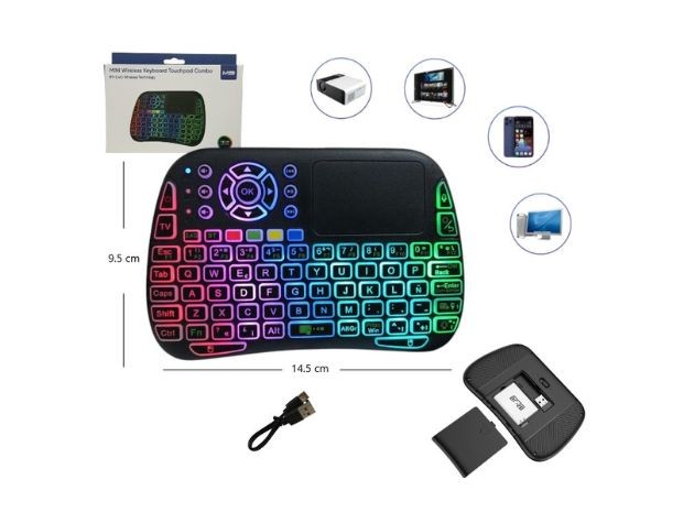 &u+ MINI TECLADO PC ILUMINADO INALAMBRICO RGB M9